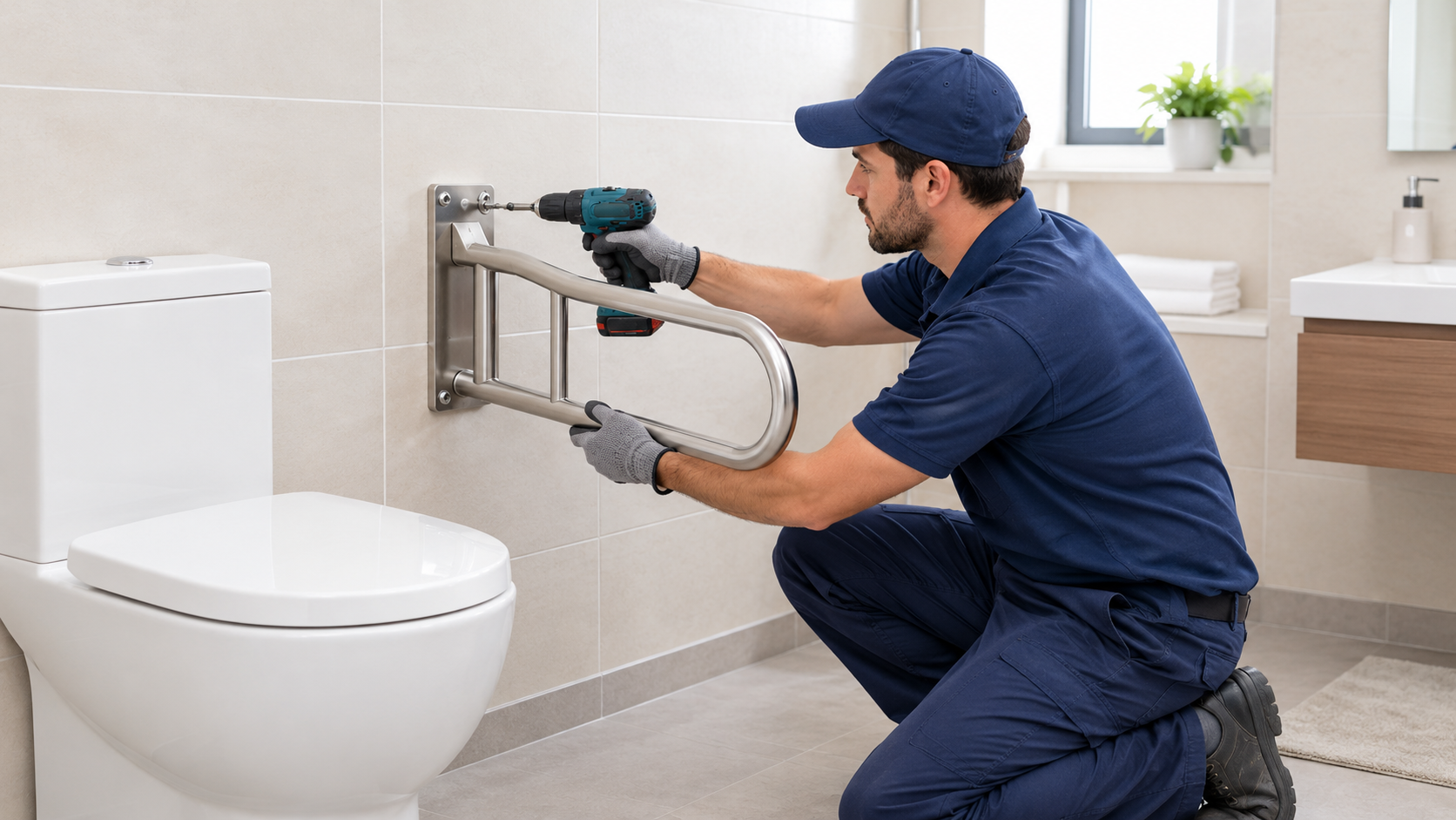 Toilet Transfer Grab Bar Installation