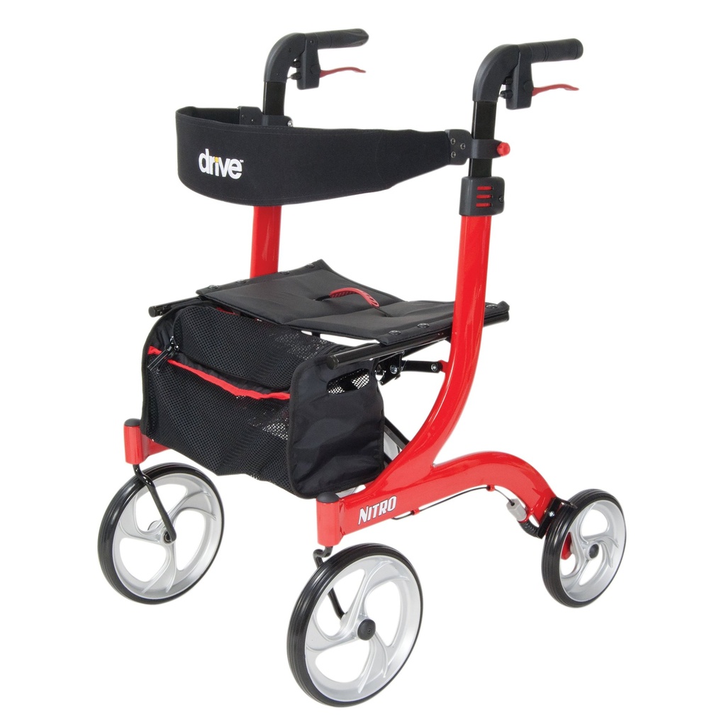 Nitro Euro Style Rollator Rolling Walker, Red - Image 1