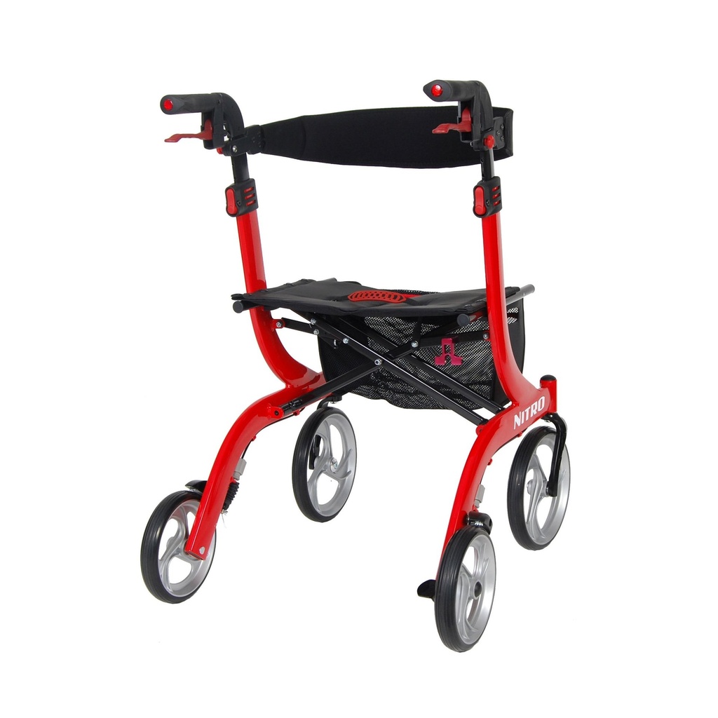 Nitro Euro Style Rollator Rolling Walker, Red - Image 2