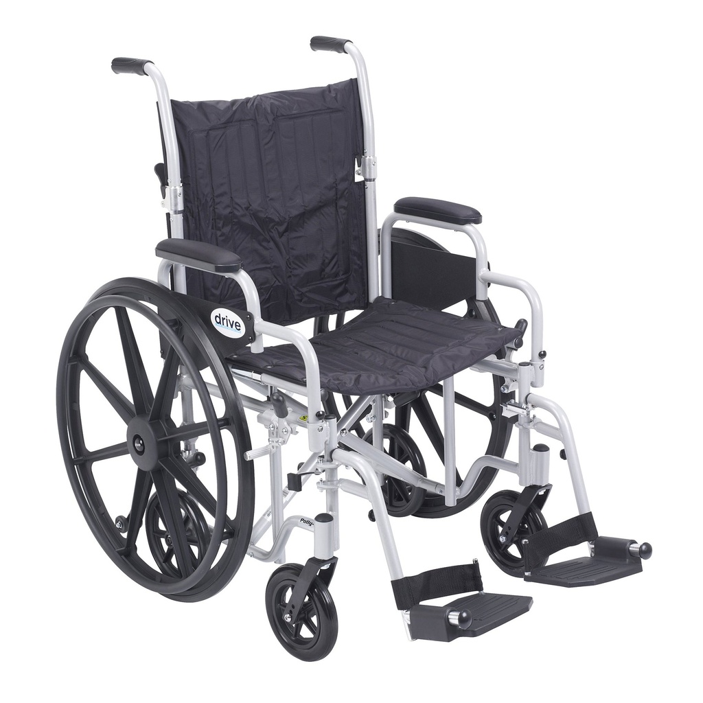 Poly Fly Light Weight Transport Chair Wheelchair with Swing away Footrests, 20" Seat - Image 1
