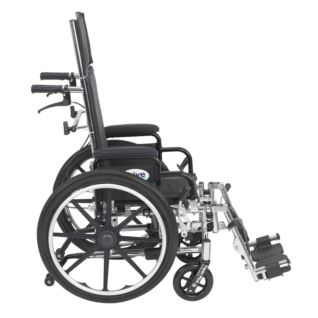 Viper Plus Light Weight Reclining Wheelchair with Elevating Leg Rests and Flip Back Detachable Arms, 14" Seat - Image 1