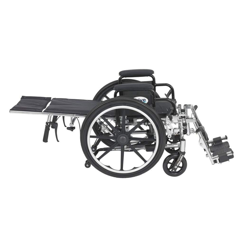 Viper Plus Light Weight Reclining Wheelchair with Elevating Leg Rests and Flip Back Detachable Arms, 14" Seat - Image 2