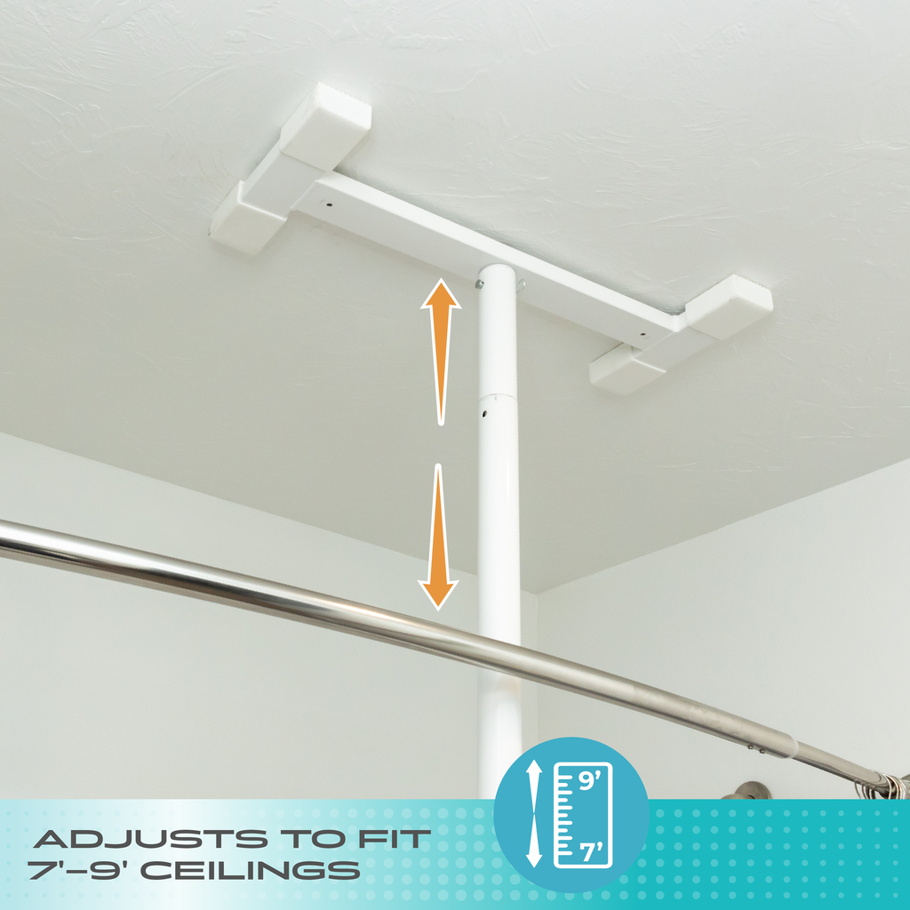 Wonder Bathtub Pole Plus - With Pivoting Curve Grab Bar - White - Image 3