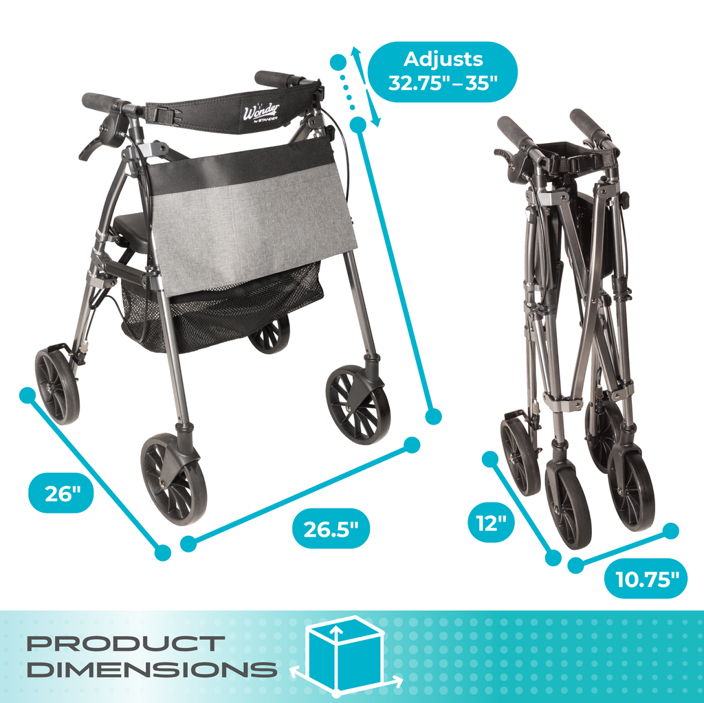 NEW! Wonder Rollator Plus 8-inch Wheels - Black Walnut - Image 6