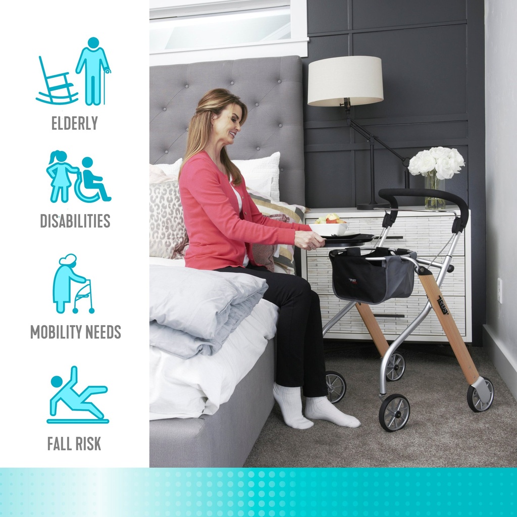 Trust Care Let's Go Indoor Rollator with Tray - Beech - Image 6