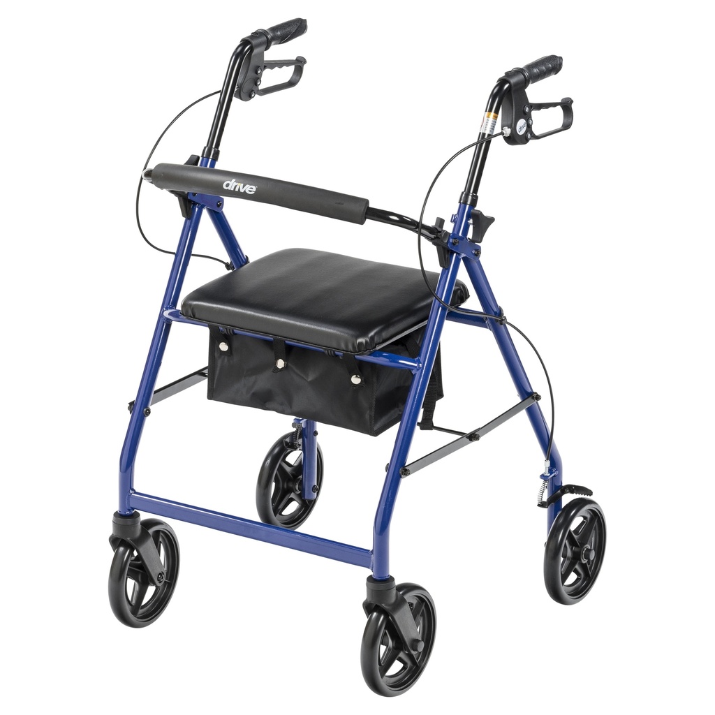Aluminum Rollator Rolling Walker with Fold Up and Removable Back Support and Padded Seat (BLUE)_image_11
