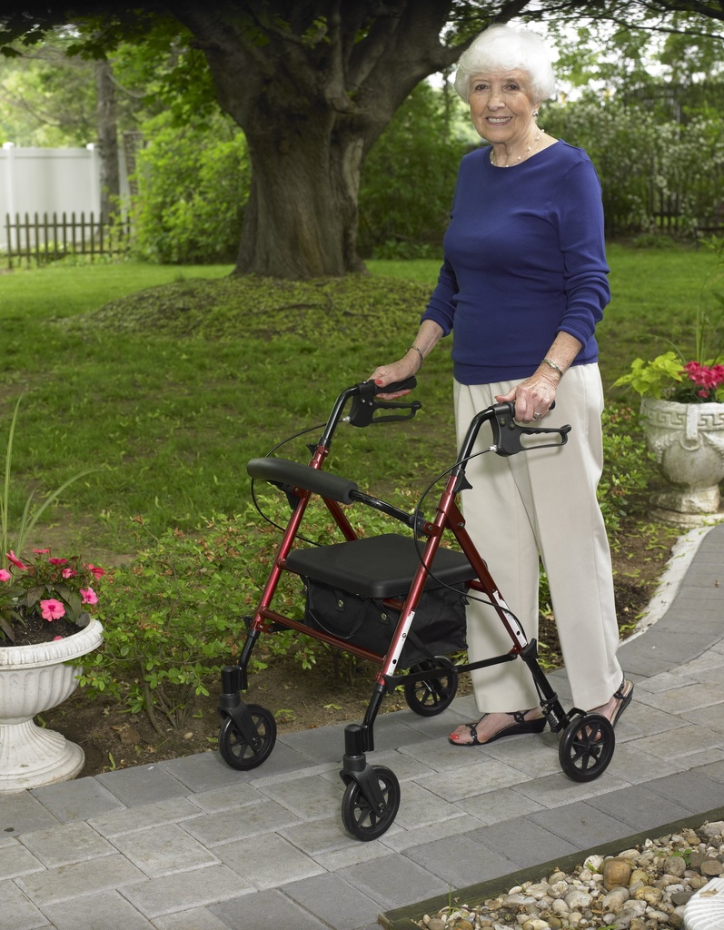 Adjustable Height Rollator Rolling Walker with 6" Wheels (RED)_image_19