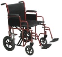 Bariatric Heavy Duty Transport Wheelchair with Swing Away Footrest (RED, 22" Seat)_image_11