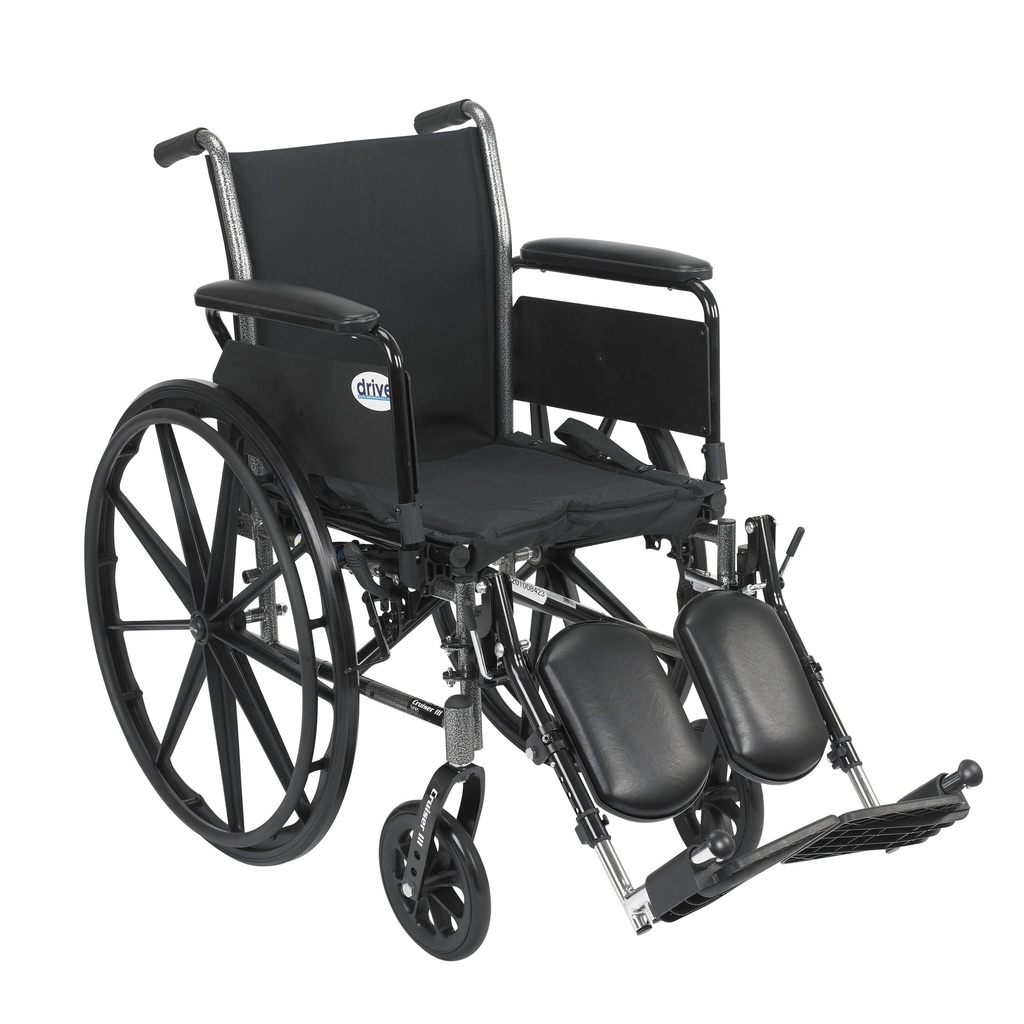 Cruiser III Light Weight Wheelchair with Flip Back Removable Arms (Flip Back Removable Full Arms and Elevating Leg Rests, 16" Seat)_image_11