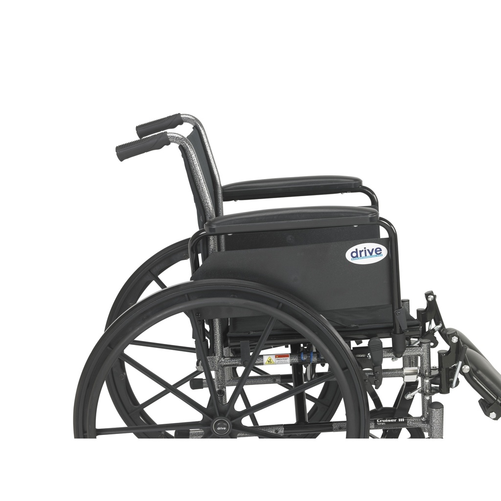 Cruiser III Light Weight Wheelchair with Flip Back Removable Arms (Flip Back Removable Full Arms and Elevating Leg Rests, 16" Seat)_image_12