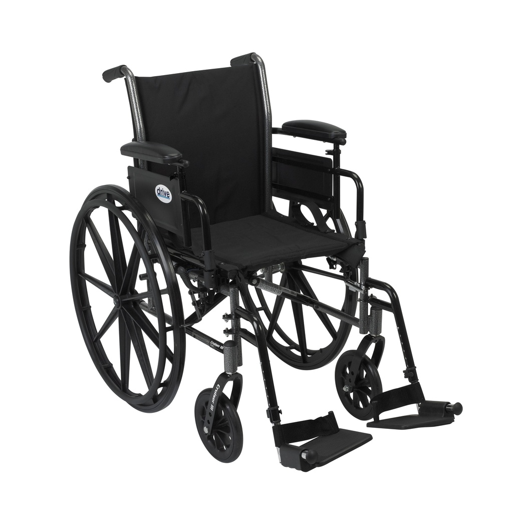 Cruiser III Light Weight Wheelchair with Flip Back Removable Arms (Flip Back Removable Adjustable Height Desk Arms and Swing away Footrests, 20" Seat)_image_11
