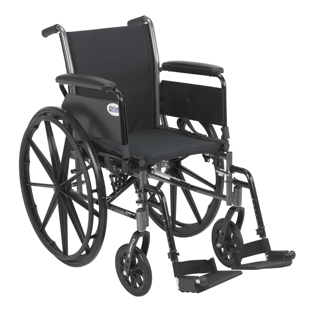 Cruiser III Light Weight Wheelchair with Flip Back Removable Arms (Flip Back Removable Full Arms and Swing away Footrests, 16" Seat)_image_11