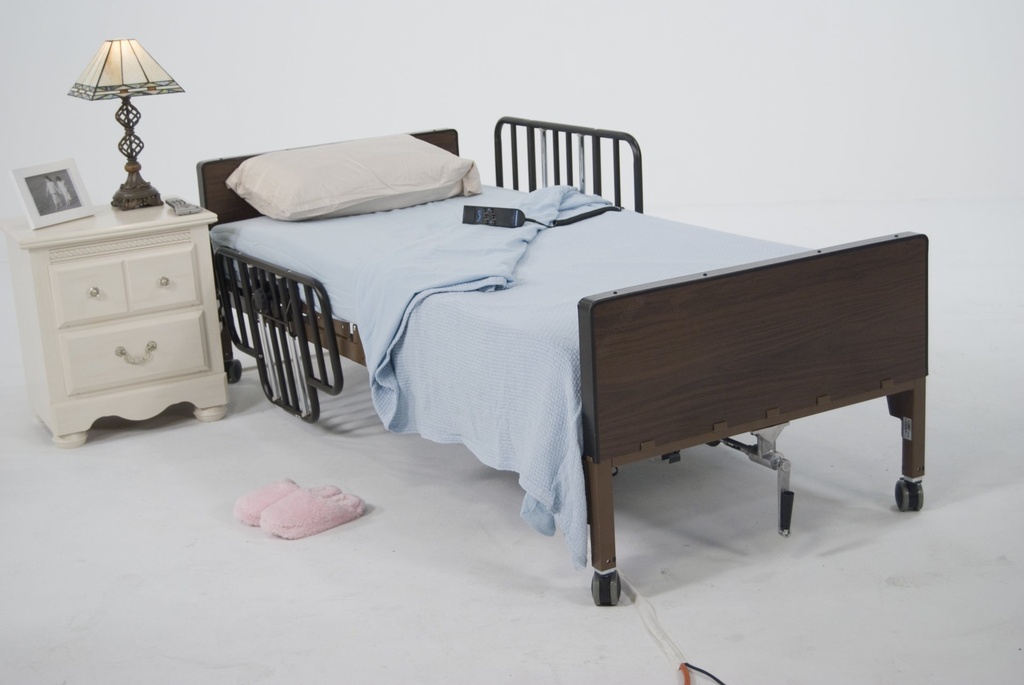 No Gap Half Length Side Bed Rails with Brown Vein Finish_image_14