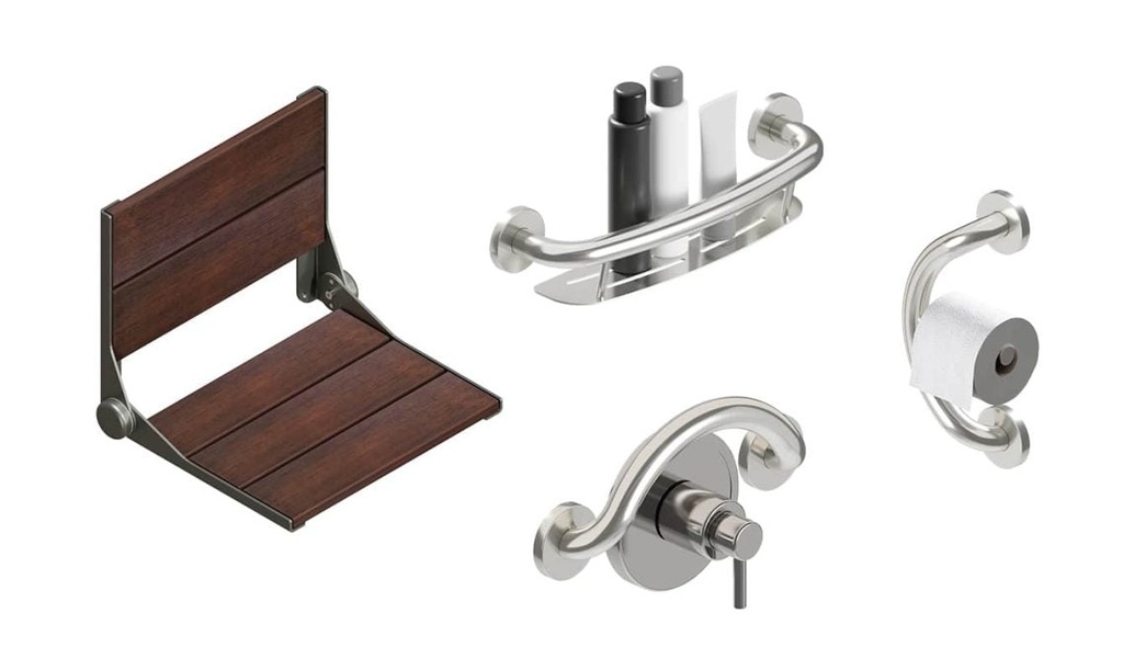 Healthcraft PLUS Bundle: Bamboo Shower Seat + 3x Grab Bars - Image 3