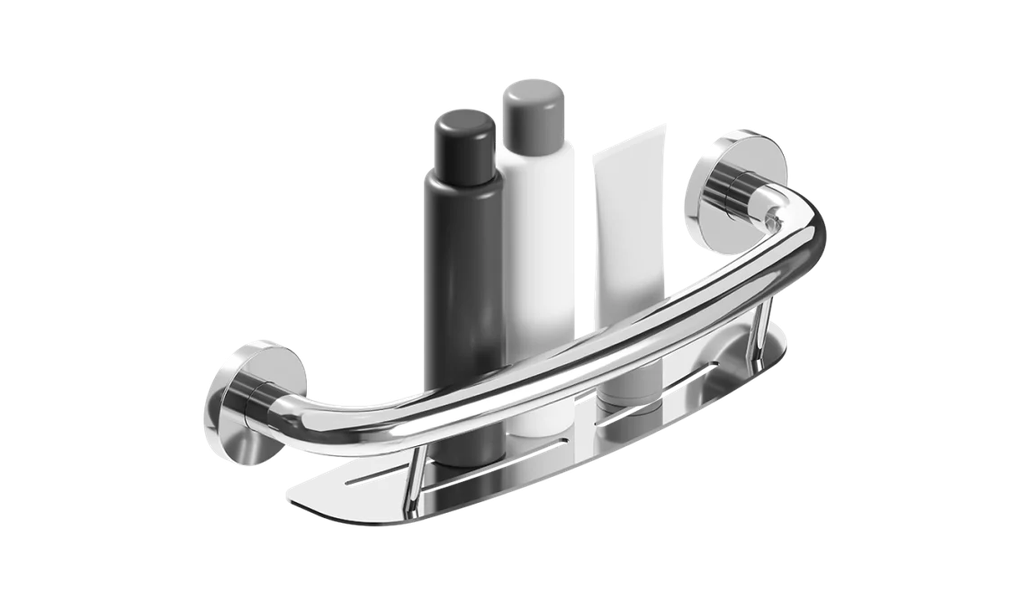 Healthcraft PLUS Shampoo Shelf 16″ + Grab Bar - Image 1