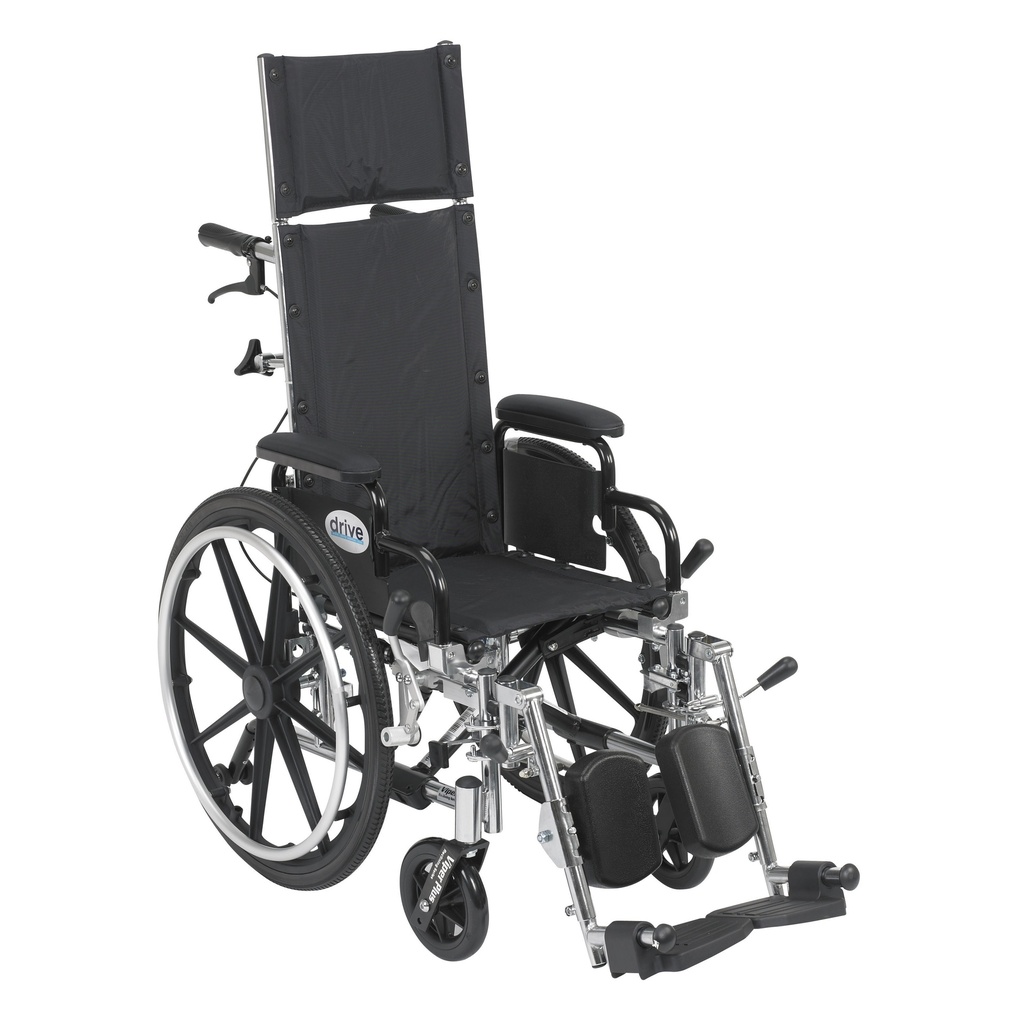 Viper Plus Light Weight Reclining Wheelchair with Elevating Leg rest and Flip Back Detachable Arms (12" Seat)