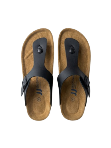 [Chalte-Raho-B-3] Men's Black Genuine Leather Sandal (10)
