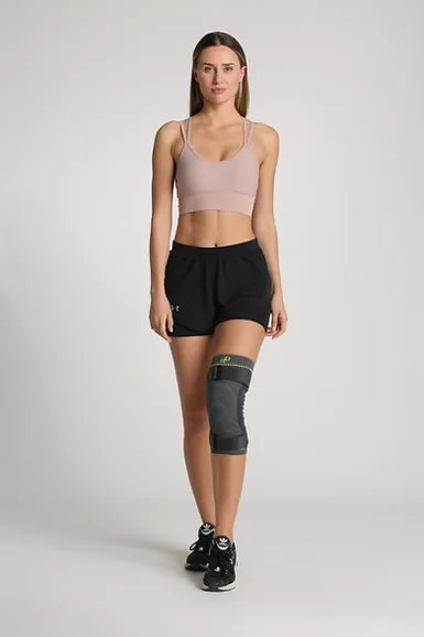 Morsa - Knee Support Knitted With Hinged Stabilizing - High Quality (BLACK, Left Leg, Small)