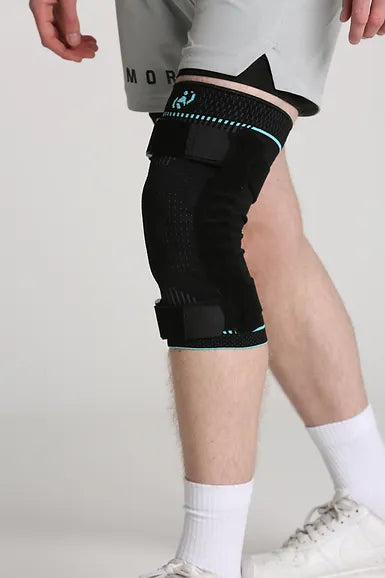 [REF-020.406] Morsa - Knitted Knee Support with Flexible Double Stays - High Quality (BLACK, Left Leg, Small)