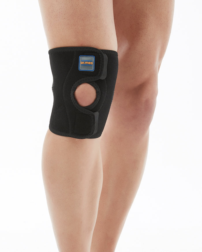 [DR-K031-S] Short Medical Knee Brace With Side Hinges For Soft Tissue Support Post Operation & Surgeries Neoprene Knee Sleeve - Black (Small)