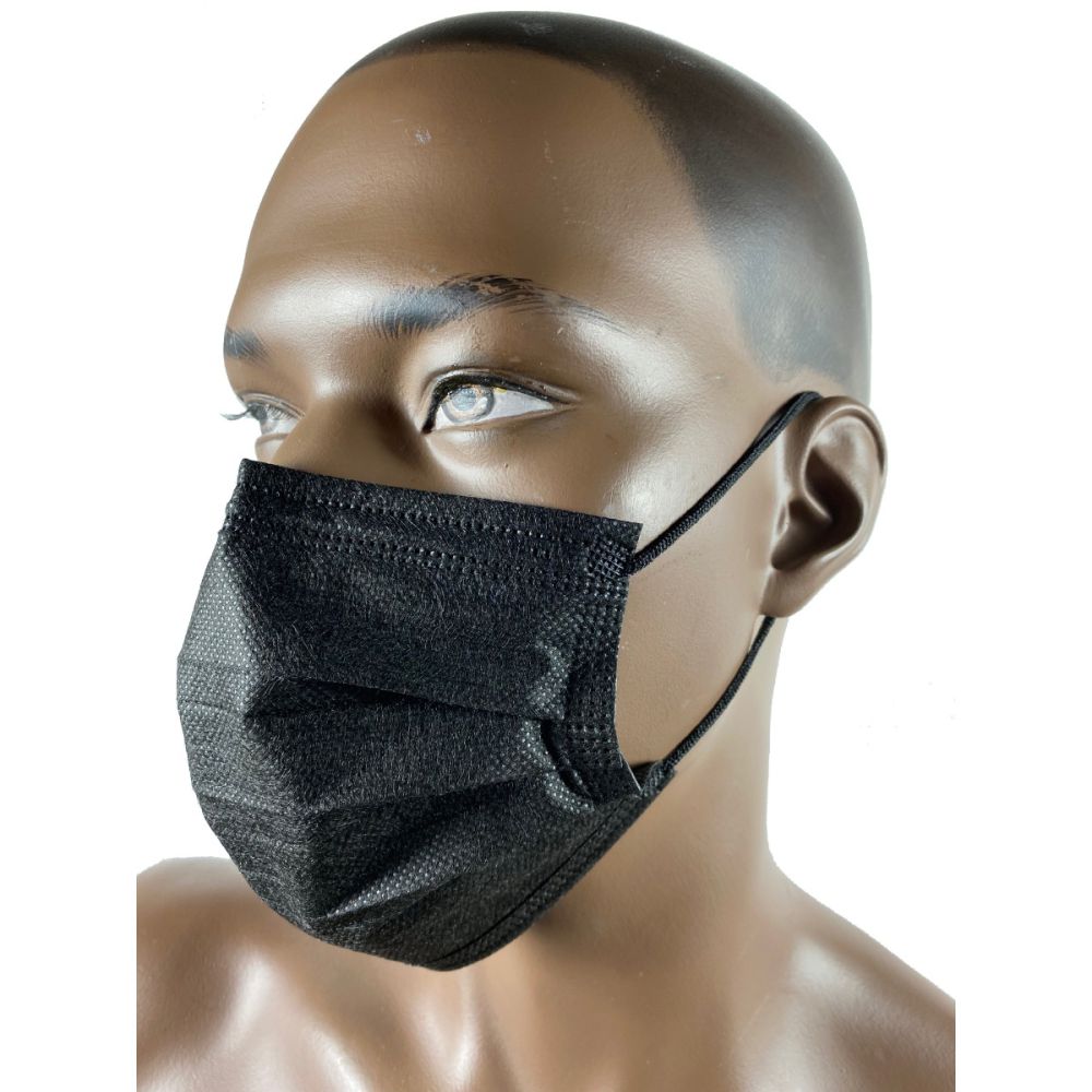 [Black] Black 3 Ply Masks - Boxes of 50