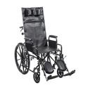 Drive Medical Silver Sport Recliner wheelchair with Vinyl Upholstery
