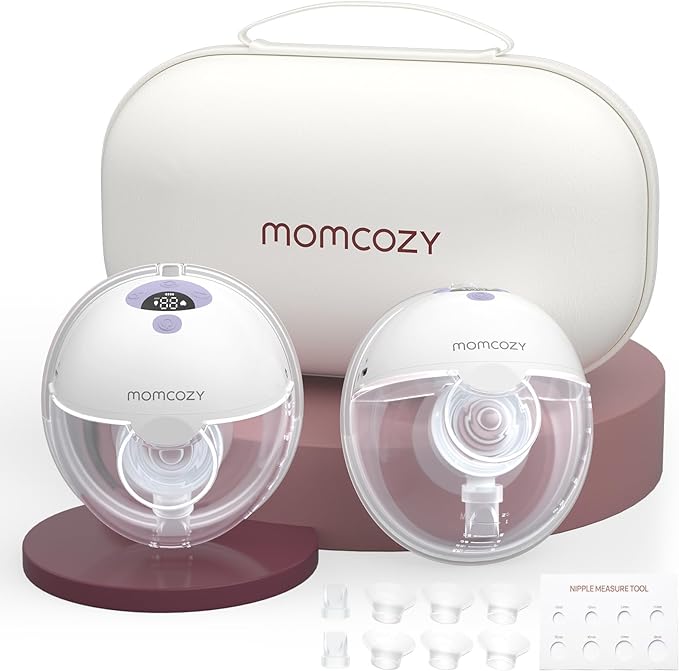 [momcozyM5] Momcozy M5 Hands Free Breast Pump, Double Wearable Breast Pump of Baby Mouth Double-Sealed Flange with 3 Modes & 9 Levels, Electric Breast Pump Portable - 24mm (2 Count)