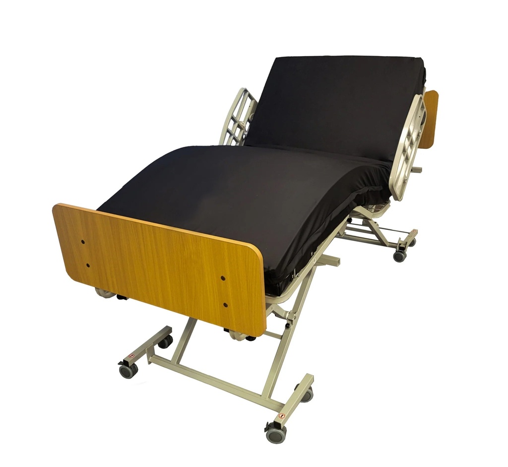 [TROST-LITE-H&F-B-wt Mattress-PKG] Permobile - TROST LITE HOSPITAL BED W/ HALF SIDE RAILS & WINE HEAD&FOOT BOARDS 36” with Foam Mattress