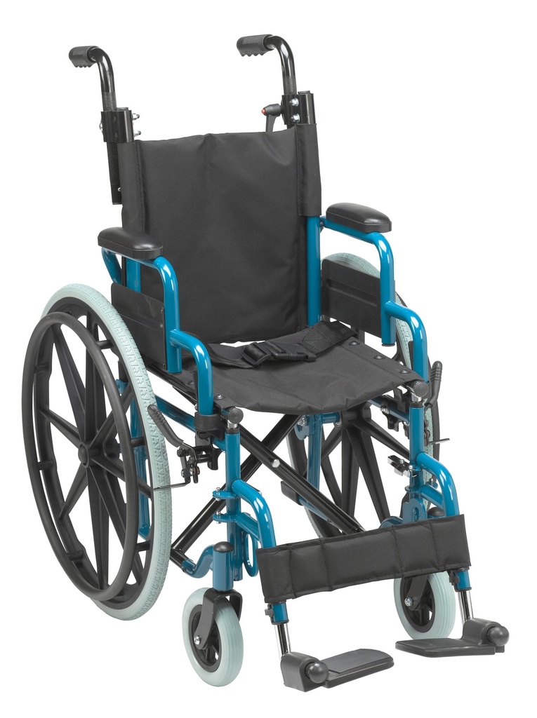 [WB1400-2GJB] Wallaby Pediatric Folding Wheelchair (Jet Fighter Blue, 14")