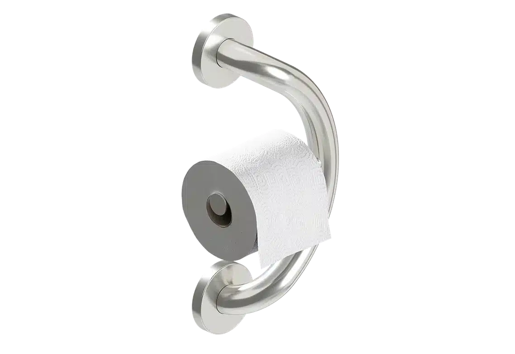 Healthcraft PLUS Toilet Paper Holder + Grab Bar (Brushed)