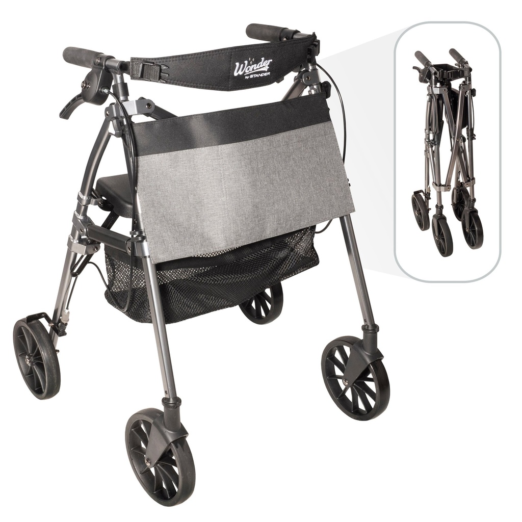 [4395-BW] NEW! Wonder Rollator Plus 8-inch Wheels - Black Walnut
