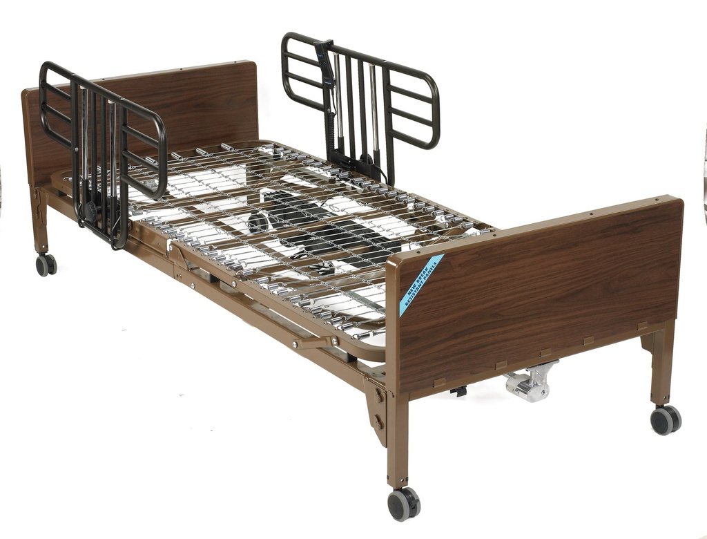 Delta Ultra Light Full Electric Hospital Bed with Half Rails (Delivery & Installation within GTA, Therapeutic 5 Zone Mattress,36WX80L)