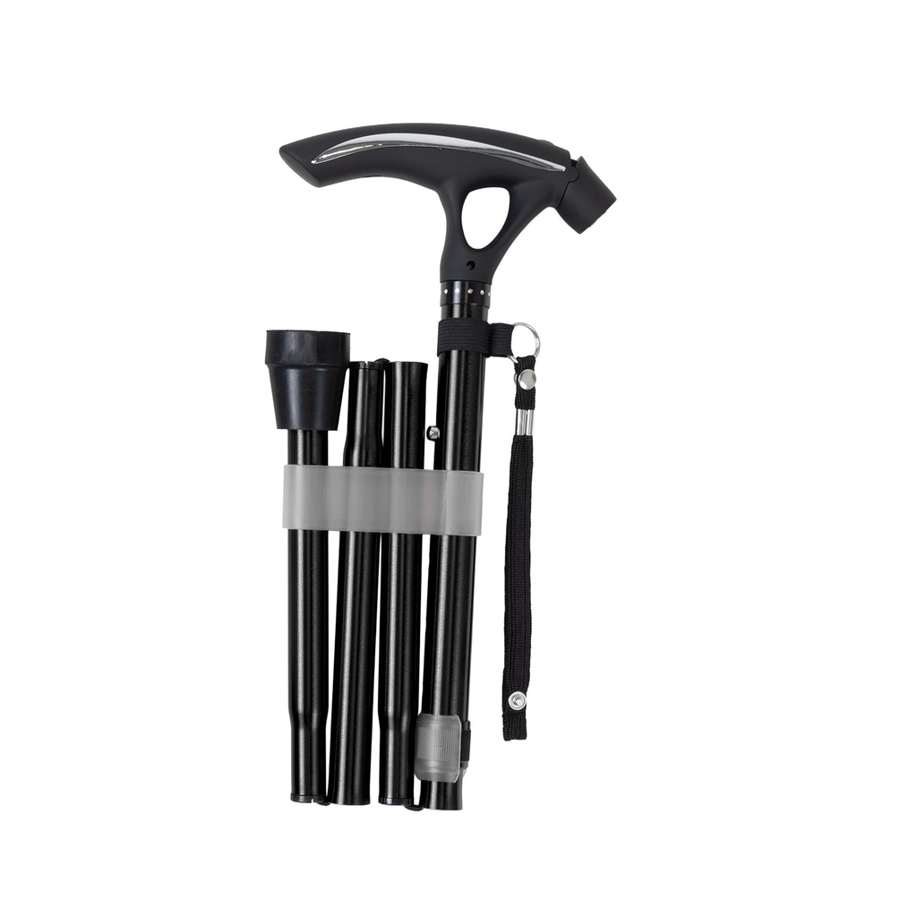 Foldable Walking Cane with LED Light (BLACK)