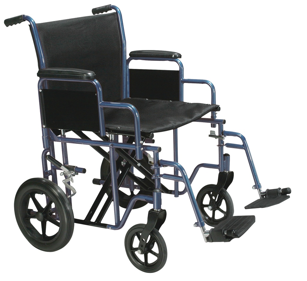 Bariatric Heavy Duty Transport Wheelchair with Swing Away Footrest (BLUE, 20" Seat)