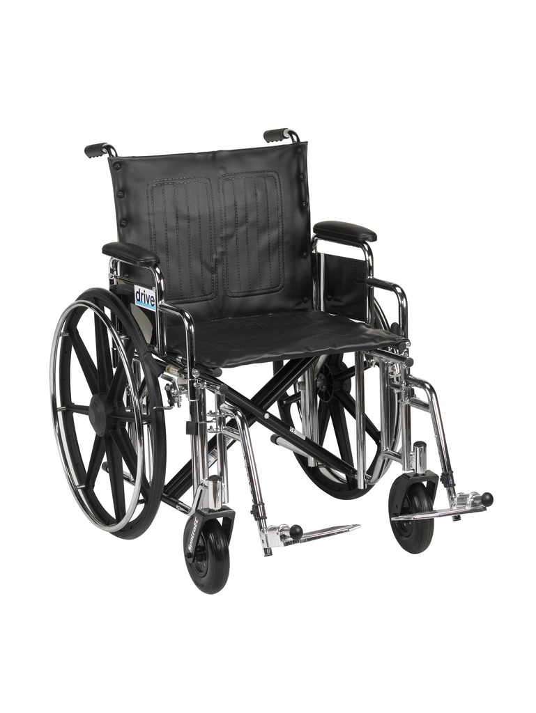 Sentra Extra Heavy Duty Wheelchair (Detachable Desk Arms and Swing away Footrests, 20" Seat)