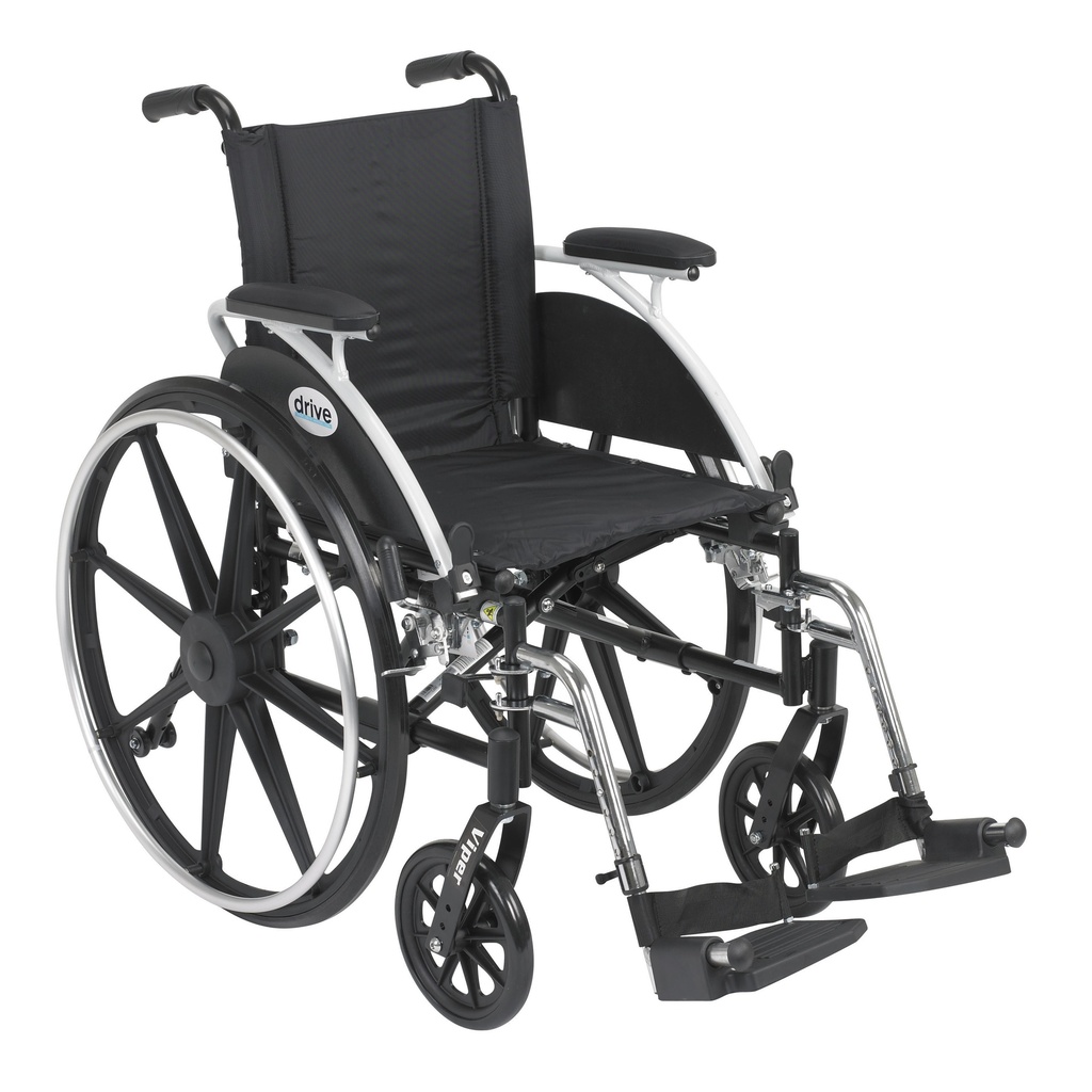 Viper Wheelchair with Flip Back Removable Arms (Flip Back Removable Desk Arms and Elevating Leg Rests, 12" Seat)